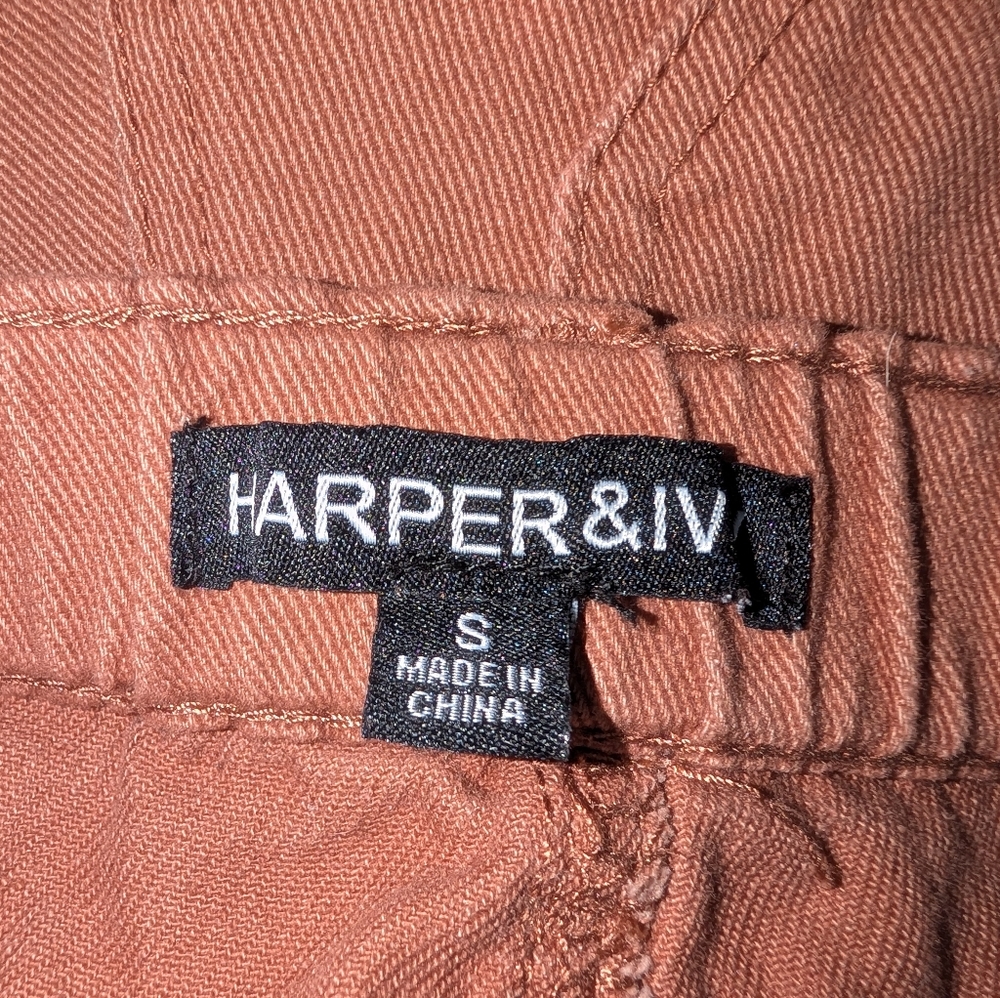 VGUC Juniors Size Small Harper & Ivy Cargo Pocket Pants Taupe 100% Cotton - Picture 7 of 7
